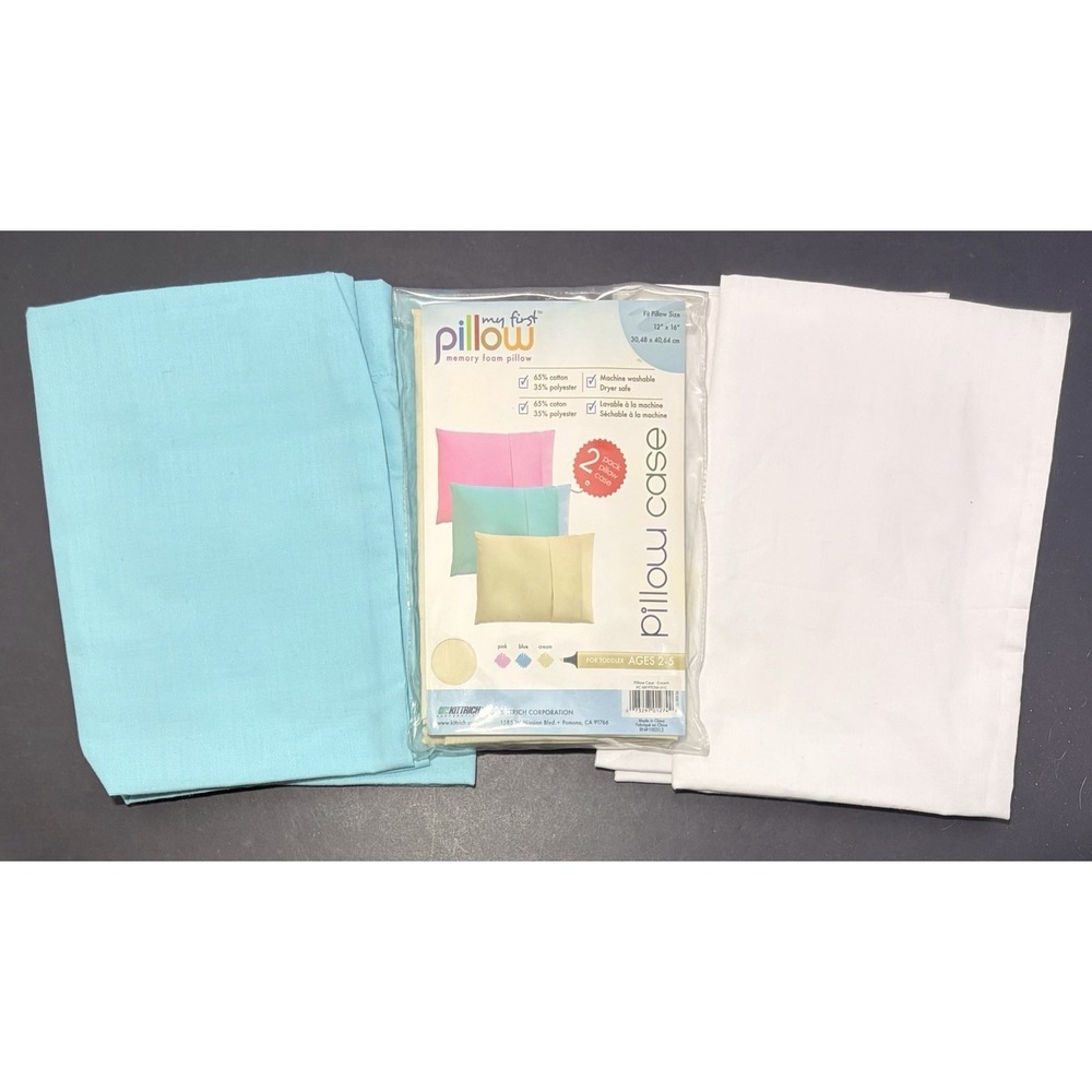 My First Pillow Pillowcases 12 X 16 (Lot of 6) Youth 6-10 Toddler Blue Beige